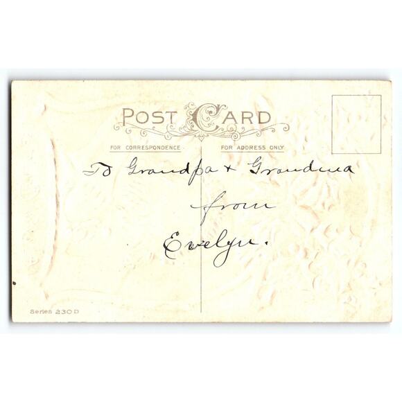 Santa Claus Christmas Postcard Holding Reading Glasses Stecher Series 230 Emboss - Picture 2 of 2